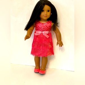 Pink tangly, flow dress for 18inch dolls